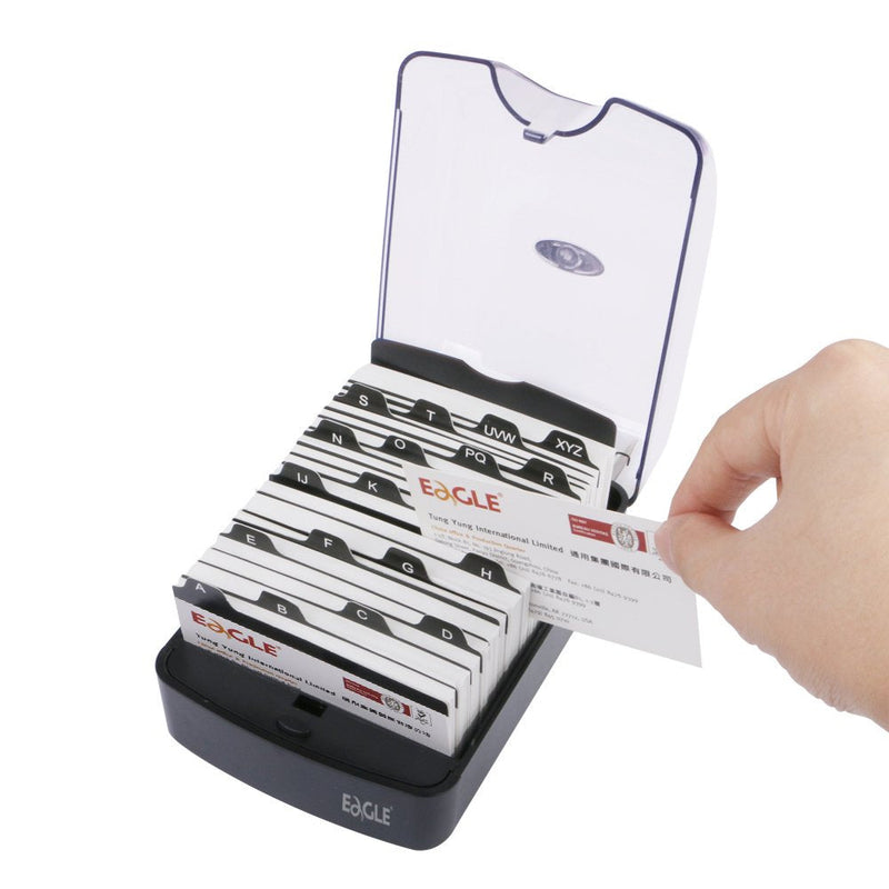 [Australia - AusPower] - Eagle Business Card Holder Case Box Plastic Push-Button Storage up to 350 Cards 