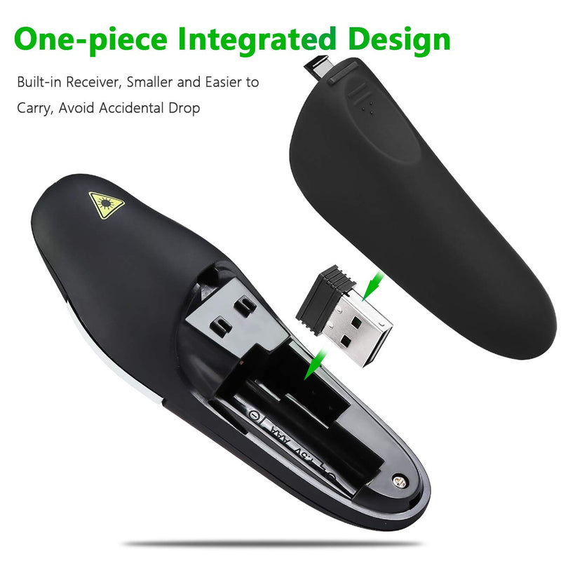 [Australia - AusPower] - Presentation Clicker Remote Laser Pointer - Wireless USB Presenter - Slideshow PowerPoint Clicker - Compatible with Win10︱MAC - Support PPT︱Keynote︱Google Slides (K100B) 