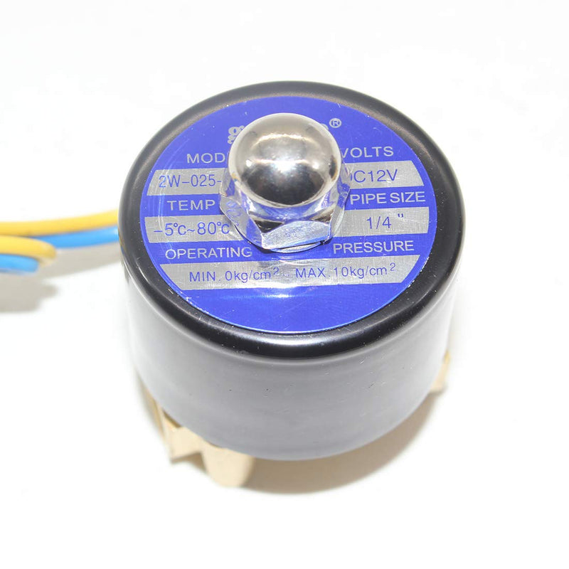 [Australia - AusPower] - Beduan Brass Mini Electric Solenoid Valve, 12V 1/4" Air Valve Control Flow Normally Closed for Air Water Oil Fuel 
