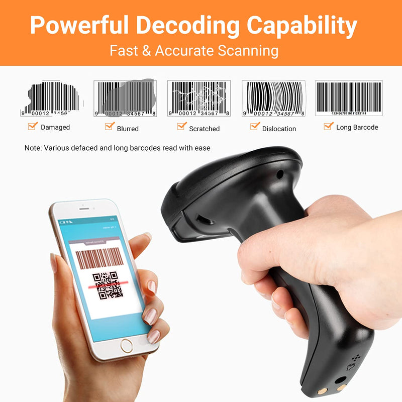 [Australia - AusPower] - Tera Wireless Barcode Scanner 1D 2D QR with USB Charging Base Handheld Bar Code Reader Scanner Automatic Sensing Fast Precise Scanner, D6100 