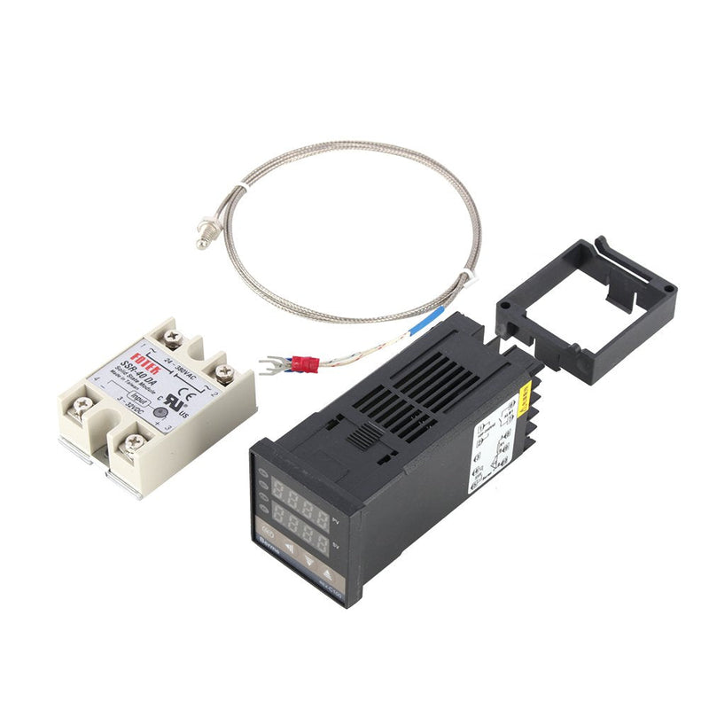 [Australia - AusPower] - Smart PID Temperature Controller, Digital REX-C100 Temperature Controller + 40A Solid State Relay + K Thermocouple GD Set 0 to 400℃ AC100-240V 