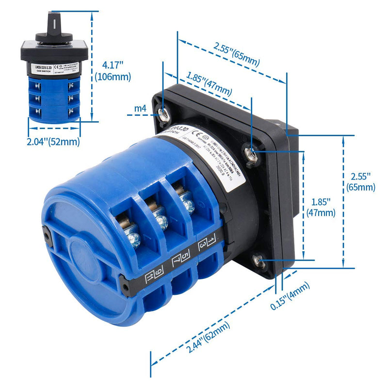 [Australia - AusPower] - Baomain Universal Rotary Changeover Switch SZW26-40/D303.3D with Master Switch Exterior Box 660V 40A 12 Position 3 Phase 