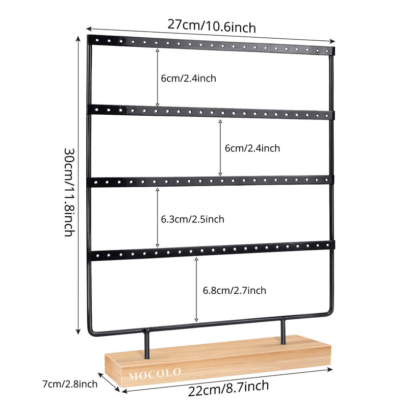 [Australia - AusPower] - Earring Holder Stand, Earring Organizer Display Holder Stand for Hanging Earrings(88 Holes & 4 Layers) Black 