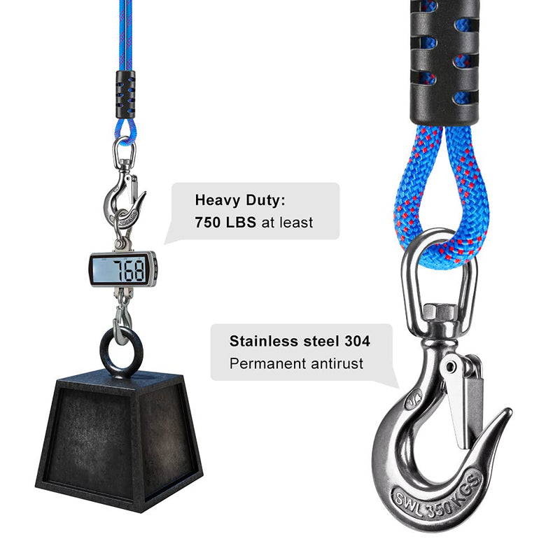 [Australia - AusPower] - Dolibest Tow Rope Quick Connector for Tubing Tow Rope for Tubing Boat Tow Harness Tube Tow Rope for Boating Ski Ropes for Watersports for Tubing with Stainless Steel Hook（360° Rotate） 20inch Blue Not floatable 