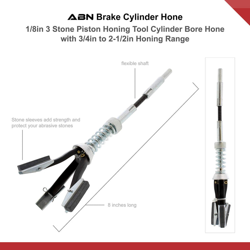 [Australia - AusPower] - ABN Brake Cylinder Hone – 1-1/8in 3 Stone Piston Honing Tool Cylinder Bore Hone with 3/4in to 2-1/2in Honing Range 