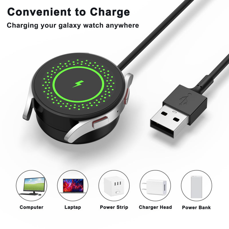 [Australia - AusPower] - Meliya Charger Cable Compatible with Samsung Galaxy Watch 6 Charger/Samsung Watch 5 Charger/Samsung Watch 4 Charger/Active 2 Charger, USB Wireless Replacement Charging Cable Dock Stand 3.3ft Black+Black 