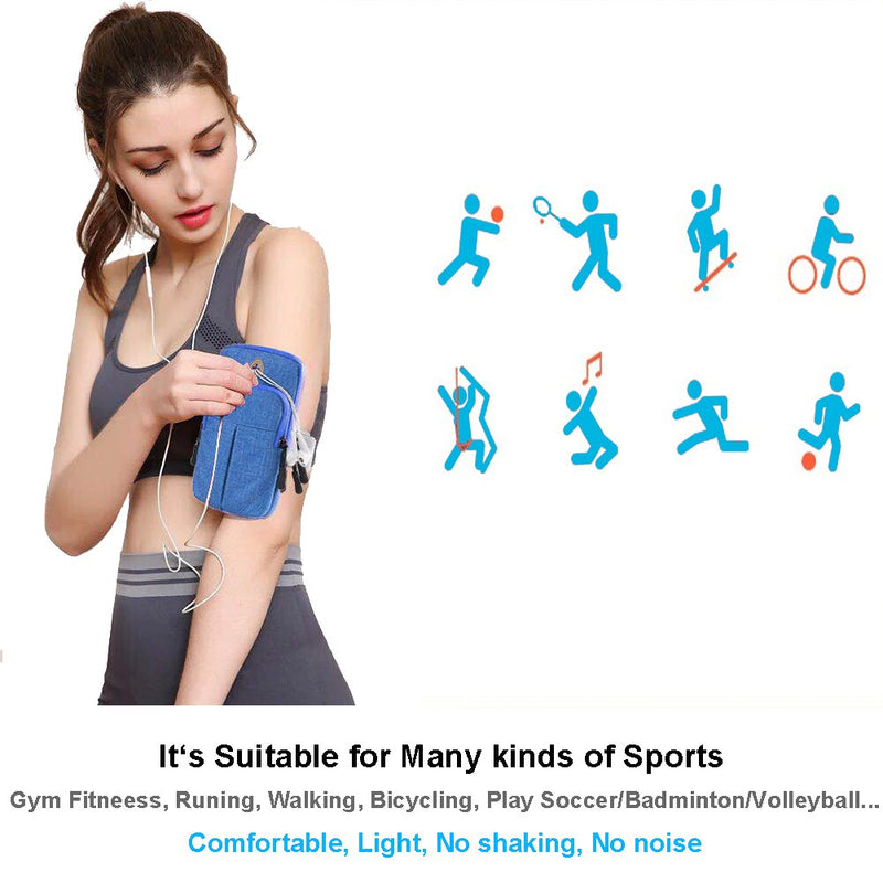 [Australia - AusPower] - GLBSUNION Multifunctional Outdoor Sport Armband Sweatproof Running Armbag Casual Arm Package Bag Gym Fitness Cell Phone Pocket Key Holder for iPhone 13 12 11 XS Max XR SE Pro Plus Galaxy Note S21 S20 Blue 