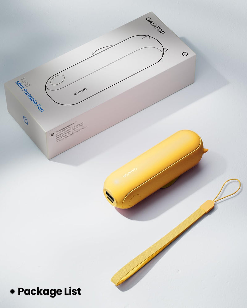 [Australia - AusPower] - Gaiatop Portable Handheld Fan, Foldable Small Fan, Mini Hand Held Fan with USB Rechargeable 2000mAh Battery, Eyelash Fan for Girls, Travel For Women, Outdoor (Yellow) Yellow 