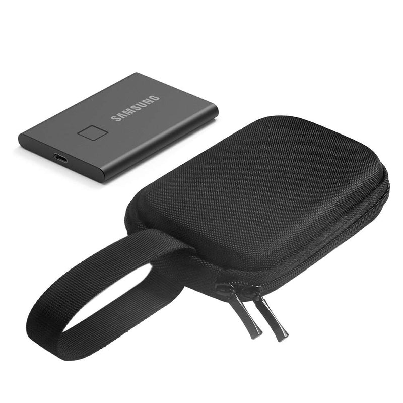 [Australia - AusPower] - Zaracle Shockproof Carrying Case + Silicone Cover Combo for Samsung T7 Touch Portable SSD 500GB 1TB 2TB External Solid State Drives (Black) Black 