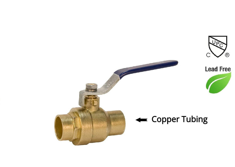 [Australia - AusPower] - 3/4" Sweat Solder C X C Brass Full Port Water Stop Shut Off Ball Valve ,Heavy Duty Lead Free ,For Copper Tubing,Quarter Turn (1-Pack) 1 0.75 Inch 