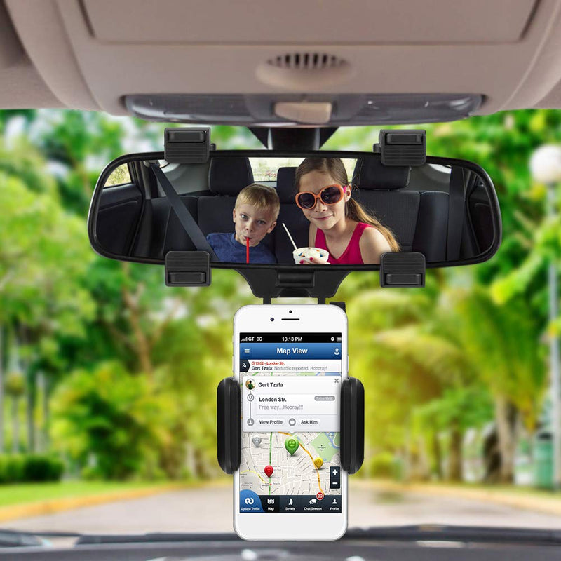 [Australia - AusPower] - Car Rearview Mirror Mount Holder for Smartphone GPS, Car Mirror Phone Holder, Universal Vehicle Mobile Phone Mount Bracket Rearview Mirror Clip Mount 