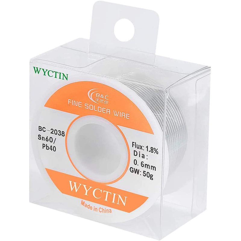 [Australia - AusPower] - WYCTIN 60-40 Tin Lead Rosin Core Solder Wire for Electrical Soldering and DIY 0.0236 inches(0.6mm) 0.11lbs 