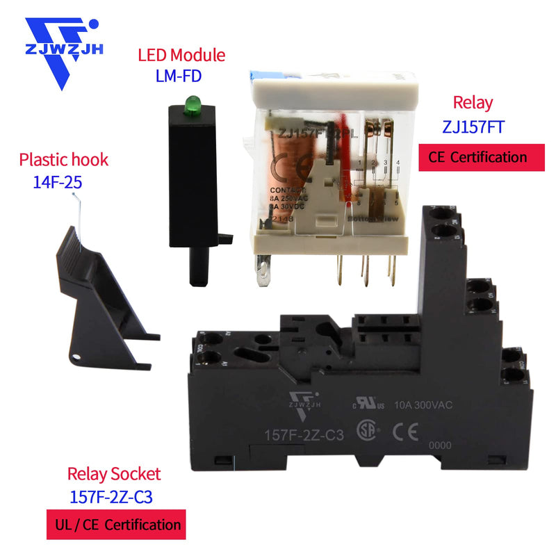 [Australia - AusPower] - Electromagnetic Power Relay Miniature Coil 24V 8A 8 Pins 2PDT 2NO 2NC with Indicator Light and Socket Base (8 Pin- 5A, DC 24V) 8 Pin- 5A 