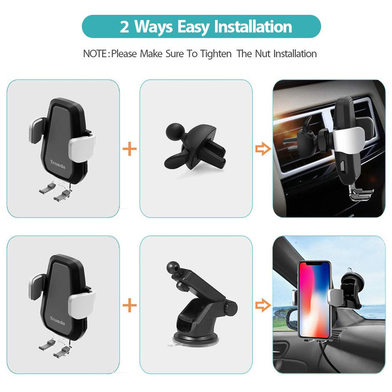 [Australia - AusPower] - Wireless Car Charger Mount, Automatic Clamping Car Mount Holder, 7.5w/10w Qi Fast Charging Car Phone Holder Compatible with iPhone 11 Pro Xs Max XR 8 Samsung S20 S10 S9 S8 Note 9 