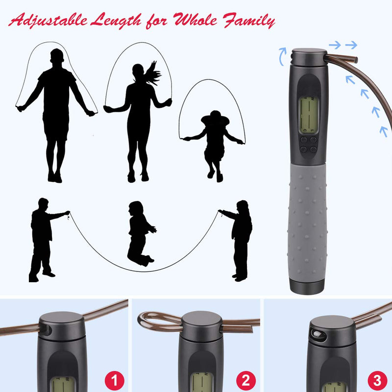 [Australia - AusPower] - Te-Rich Jump Rope, Weighted Jump Rope for Fitness, Skipping Rope with Counter - Heavy Handles, Adjustable Length - Cordless Jumping Rope for Men Women Kids 