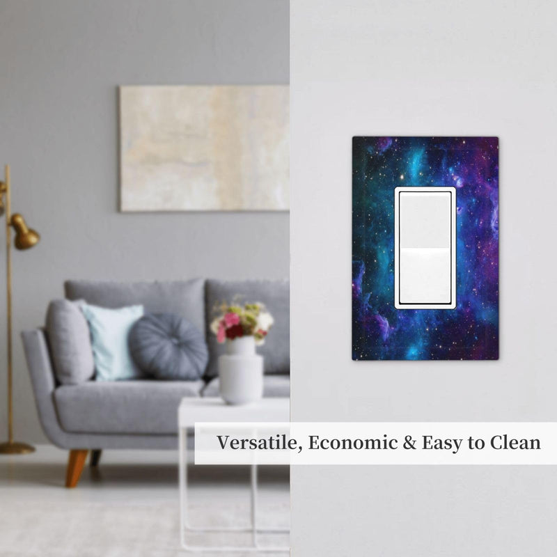 [Australia - AusPower] - Ukutarly Galaxy Decorative Electrical 1 Gang Single Rocker Space Blue Night Starry Sky Stars Universe Wall Plate Light Switch Cover Faceplate Wallplate For Kitchen Home Office Room 