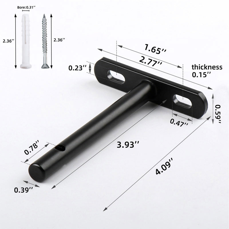 [Australia - AusPower] - 6 Pcs Floating Shelf Bracket| 4-Inch(Deep) Hidden Floating Shelves Brackets for Wood Shelf| Floating Shelf Hardware Heavy Duty (Black)| Blind Shelf Supports| Comes with Expansion Tube + Screw 