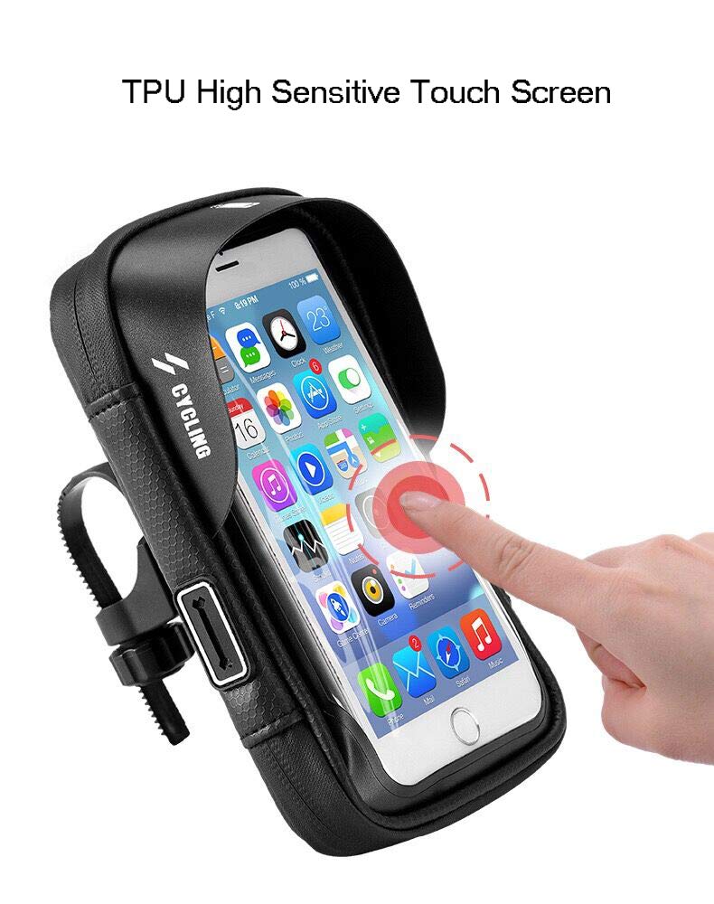 [Australia - AusPower] - 360° Rotatable Bike Phone Mount Bag Waterproof Bicycle Cell Phone Case Holder Touch Screen Handlebar Bag Pouch for iPhone 13 12 11 XR XS Max Galaxy S22 S21 S20 S10+ A52s Moto G8 Plus G7 E6 LG G8 ThinQ 