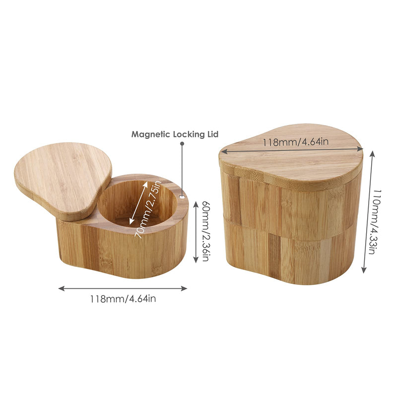 [Australia - AusPower] - Bamboo Salt and Cumin&Pepper Box,Spice Cellar,Sugar Container, Swivel Lid with Magnet to Keep Dry, Dust-Free - Gourd Design (double-deck) double-deck 