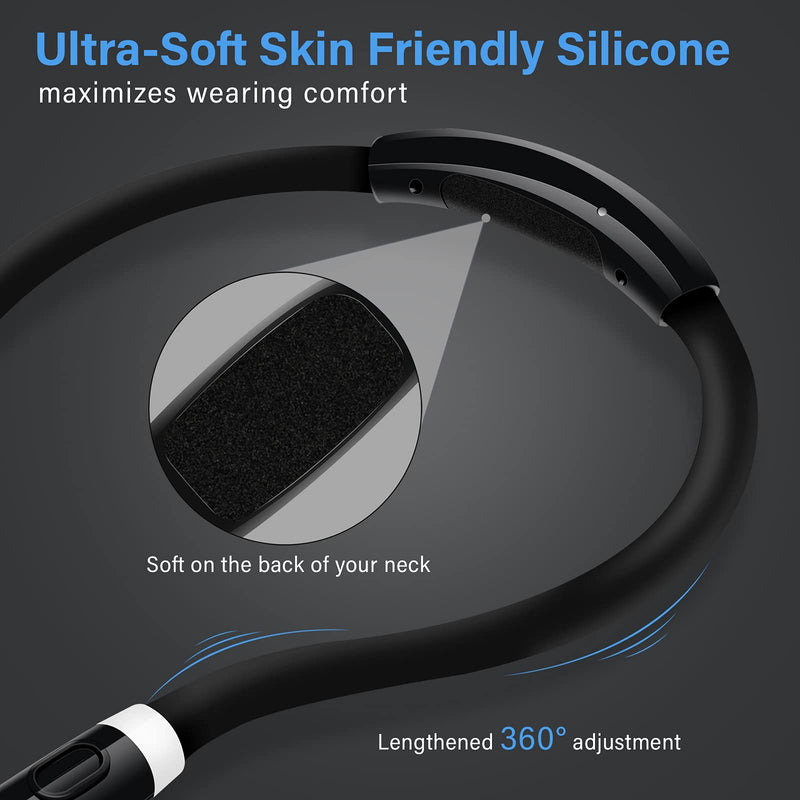 [Australia - AusPower] - Vekkia Rechargeable LED Neck Reading Light, Book Lights for Reading in Bed, 3 Brightness Levels, Flexible Soft Silicone Arms Comfortable Wear, Long Lasting. Perfect for Readers, Craft & Knitting,Black Modern Black 