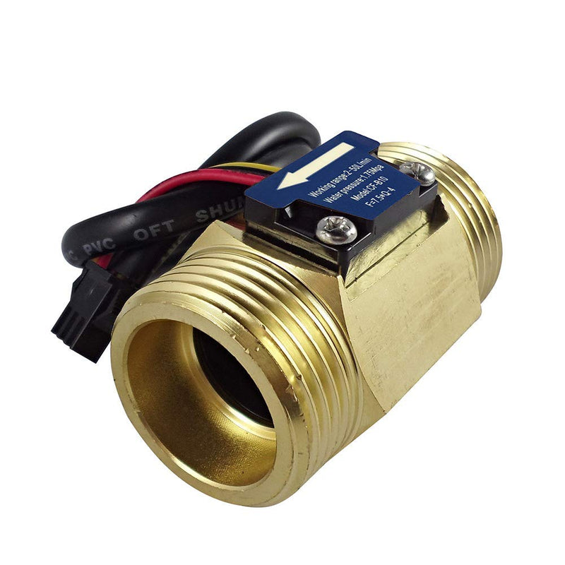 [Australia - AusPower] - DIGITEN G1" Male Thread Brass Water Flow Sensor, Hall Effect Sensor Flow Meter Flowmeter Counter 2-50L/min 