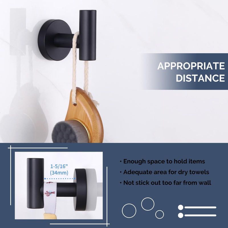 [Australia - AusPower] - Round Single Towel Hook Bundle with Toilet Paper Holder (Matte Black) 