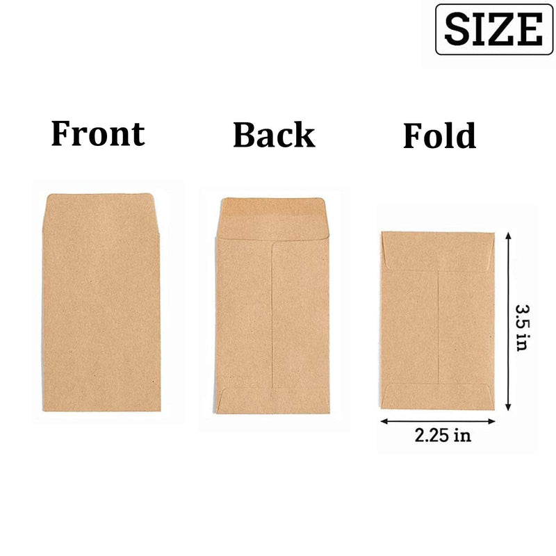 [Australia - AusPower] - 200 Packs Self-Adhesive Small Parts Envelopes Kraft Self Sealing Seed Coin Packets Envelope Stamps Storage for Home Garden Wedding Office, 2.25"×3.5" 2.25"×3.5" 