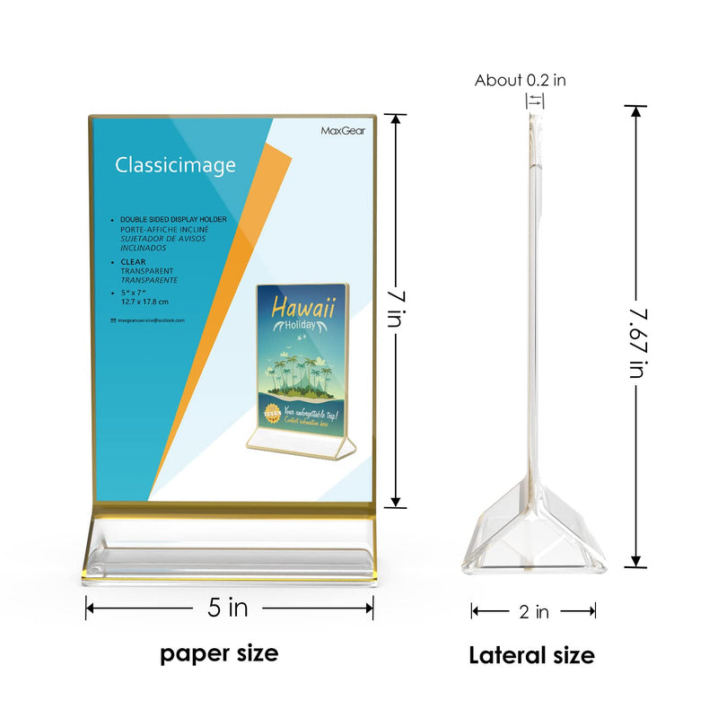 [Australia - AusPower] - MaxGear Acrylic Sign Holder 5x7 inches Double Sided Sign Holder Table Top Display Stand Clear Plastic Sign Frame Menu Display Stands Perfect for Office, Restaurants, Store, 