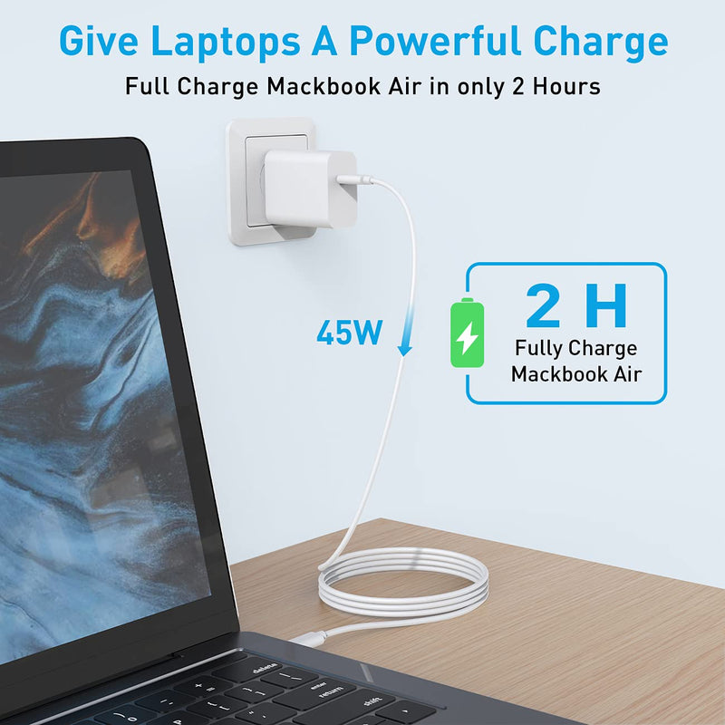[Australia - AusPower] - USB C Fast Charger for New MacBook Air 13 inch 2020/2019 2018, 45W USB C Power Adapter for iPad Pro 12.9 Gen 4/3,Galaxy S20 Ultra / S20+, PPS Supported Samsung Fast Charger with 6.6ft USB C to C Cable 