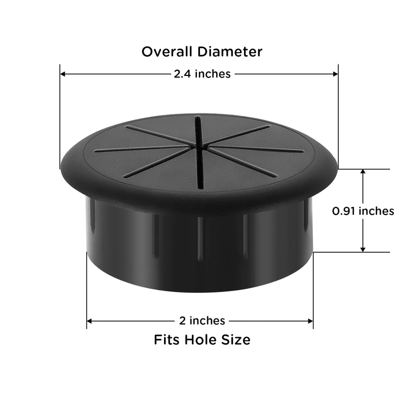 [Australia - AusPower] - HYCC 5 Pack 2 Inch Flexible Desk Grommet,Organize Wires and Cables on Office Equipment, Computer Components, Entertainment Systems Effectively - Color: Black 2 Inch-Black 
