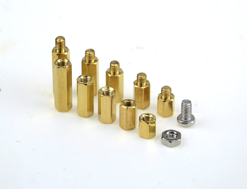 [Australia - AusPower] - XINGYHENG 600pcs M2 M3 Brass Male-Female/Female-Female Spacer Standoff Screw Nut Assortment Kit and Stainless Steel Screw Nut Set (Brass M3) 