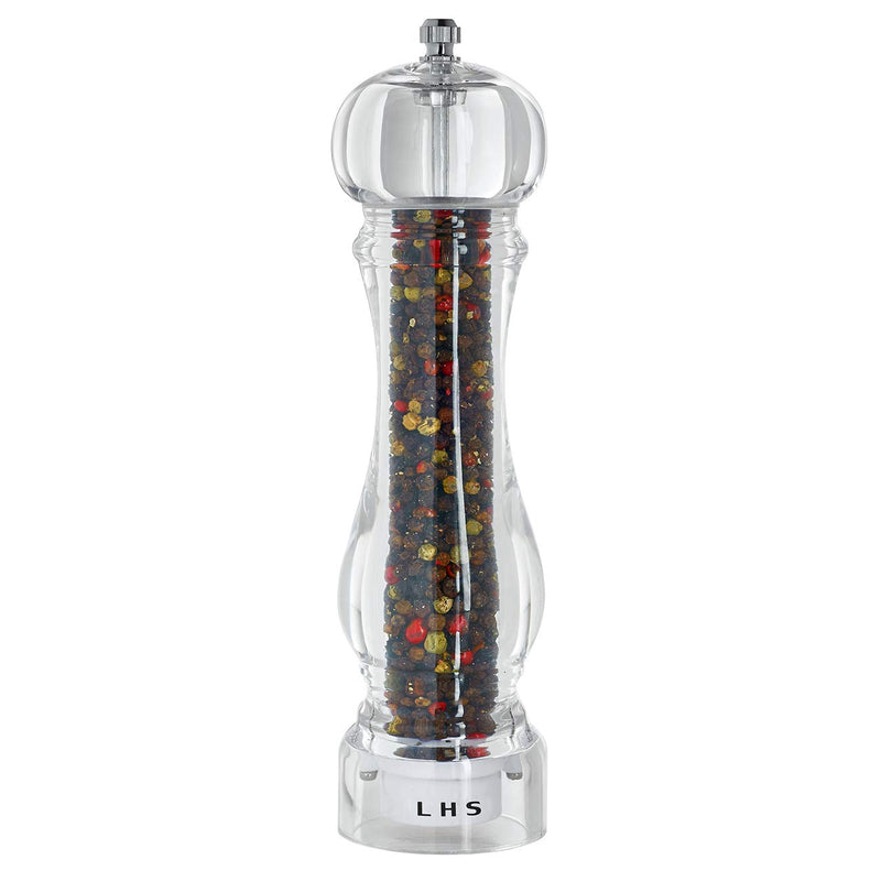 [Australia - AusPower] - LHS Pepper Mill Grinder Salt Grinder Peppercorn Grinders with Adjustable Coarseness-Clear Pepper not included 