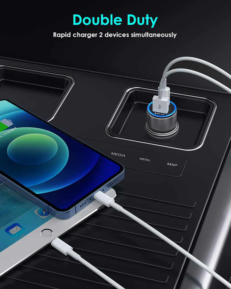 [Australia - AusPower] - iPhone Car Charger,USB C Fast Car Charger[Apple MFi Certified] Apple Car Charging 38W Dual Port Car Charger Cigarette Lighter Adapter 2x3ft PD&QC 3.0 Lightning Cable for iPhone 13/12/12 Pro/11/Airpods 