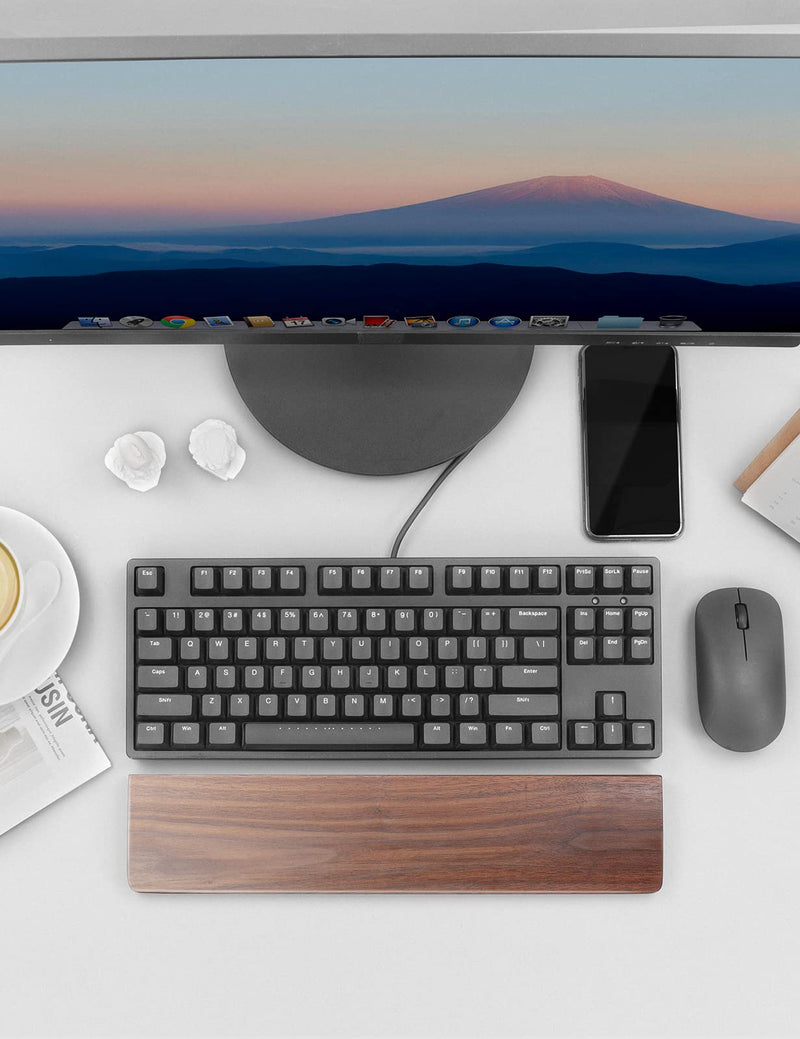 [Australia - AusPower] - Meatanty Wooden Keyboard Wrist Rest,Ergonomic TKL Gaming Walnut Keyboard Rest,Mechanical Keyboard Wrist Pad,Hard Wrist Rest Palm Rest Supports Computer, Laptop Comfortable Typing Pain Relief (14.17") Medium (14.17") 