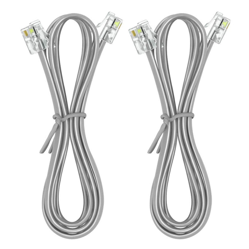 [Australia - AusPower] - NECABLES (2 Pack) Phone Cord 6ft Telephone Cord Phone Line Cord RJ11 6P4C Male to Male for Landline and Fax - 6 Feet 