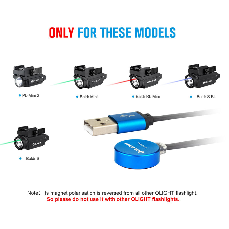 [Australia - AusPower] - OLIGHT MCC Special Magnetic Charging Cable ONLY for PL-Mini 2, Baldr Mini, Baldr S, Baldr S BL, Baldr RL Mini and PL Mini, Using in The Car, or with a Power Bank and Solar Charger 