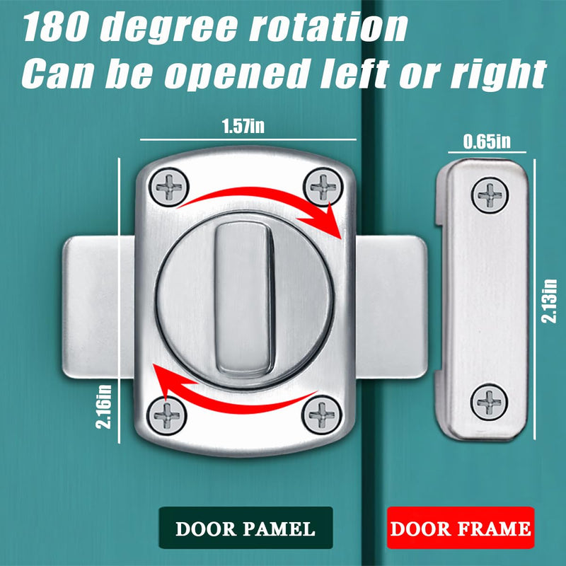 [Australia - AusPower] - ANTEISI Inner Door Reinforcement Lock,Inner Door Anti-Prying Slide Lock,Inner Door French Door Lock,Zinc Alloy Bathroom Gate Latch,Bathroom Stall Lock, Door Safety Locks from Inside, Night Latch 