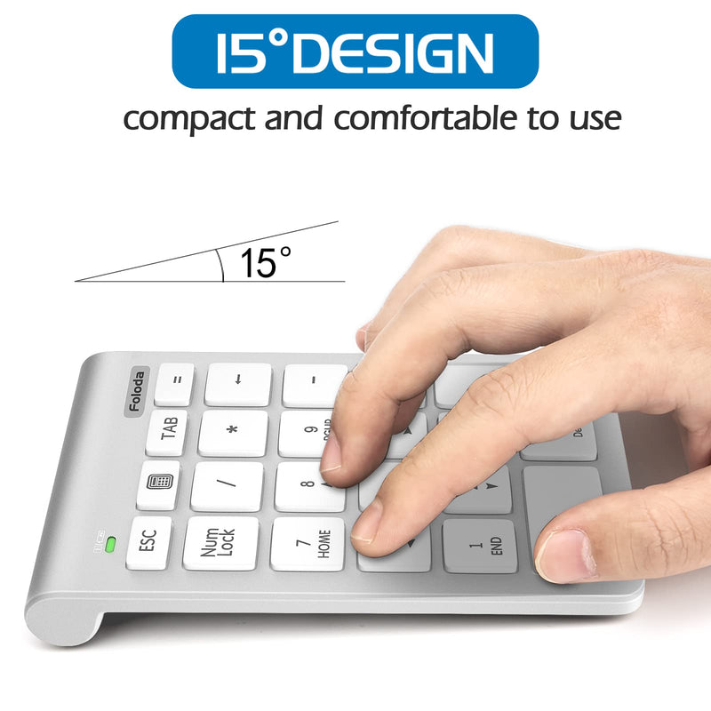 [Australia - AusPower] - Wireless Number Pad, Portable 2.4Ghz USB 10 Keys Financial Accounting Numeric Keypad Data Entry Numpad for Laptop, PC, Desktop White 