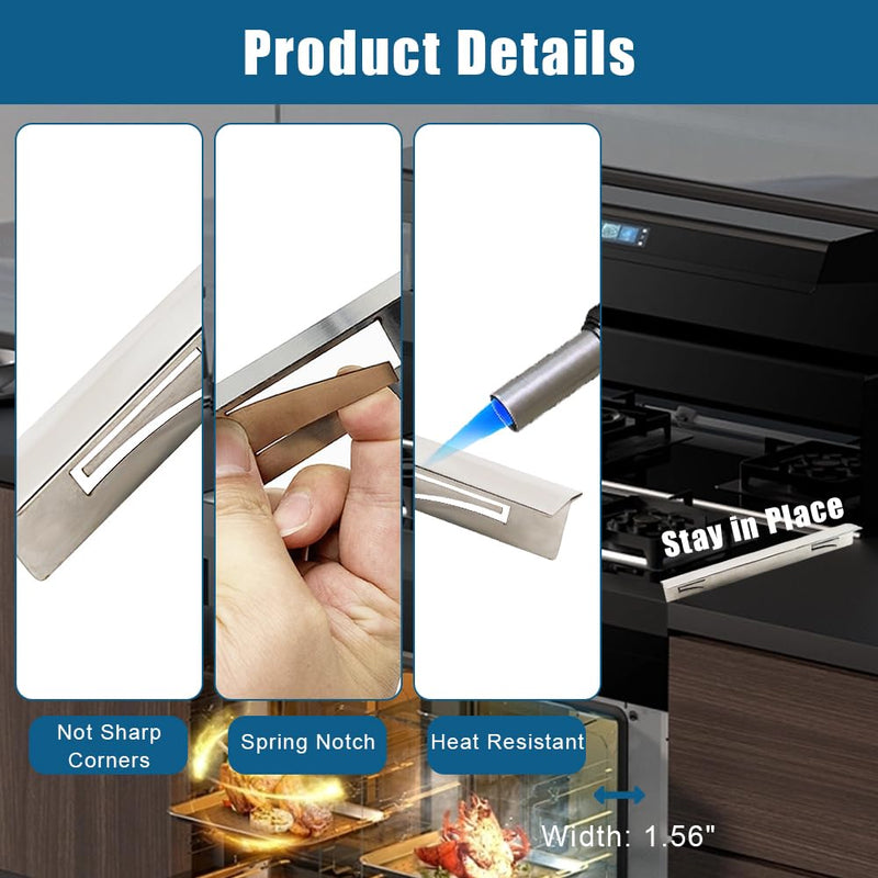 [Australia - AusPower] - Abnaok 2PCS Stainless Steel Stove Gap Covers, Retractable Kitchen Stove Counter Gap Covers, Cooktop Trim Kit, Stove Gap Guards, Oven Gap Filler, Heat Resistant & Effectively Protect Stove Gap Filler 