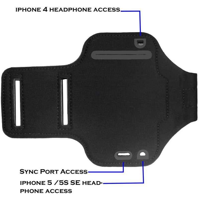 [Australia - AusPower] - i2 Gear Armband for iPhone 5, 5S, 5C, SE, 4S, 4 & iPod with Adjustable Strap and Key Holder (Black) Black 