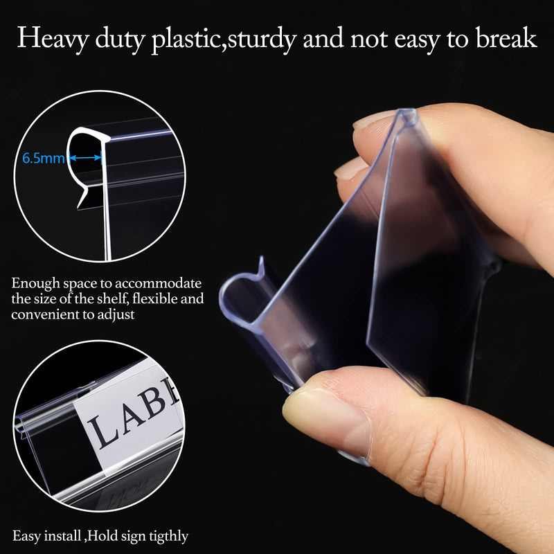 [Australia - AusPower] - 80pcs Wire Shelf Sign Holder Metal Hook Label Tags Plastic Label Holder Retail Sign PVC Clear Shelf Label Holder on Hook (Includes 100 Pieces Label Inserts) (1.65H2.35L inch / 46 cm) 1.65H*2.35L inch / 4*6 cm 