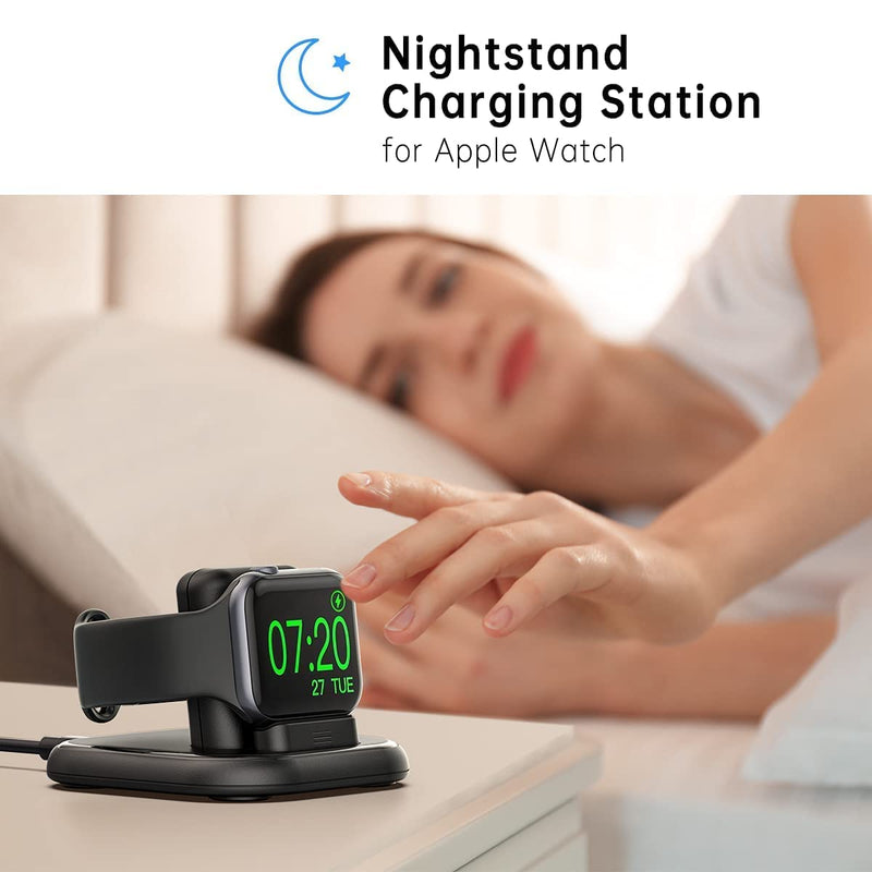 [Australia - AusPower] - Charging Stand for Apple Watch, Portable Watch Charger Stand with Charging Cable, Magnetic Wireless Charging Stand Compatible with Apple Watch Series SE 7 6 5 4 3 2 1, 44mm, 42mm, 40mm, 38mm Black 