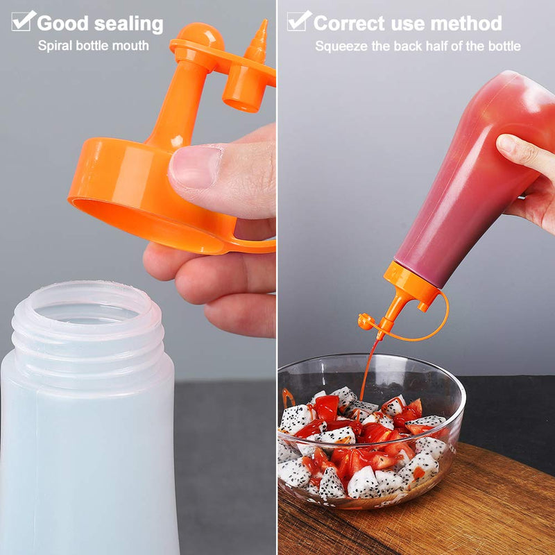[Australia - AusPower] - Condiment Squeeze Bottle Sauce Squeeze Squirt Bottle for Kitchen Plastic Syrup Salad Dressing Container Food Dispenser for Oil Ketchup Griddle Hot Sauce Catsup Pancake Art 16 OZ, Pack of 3 Brown, 3 