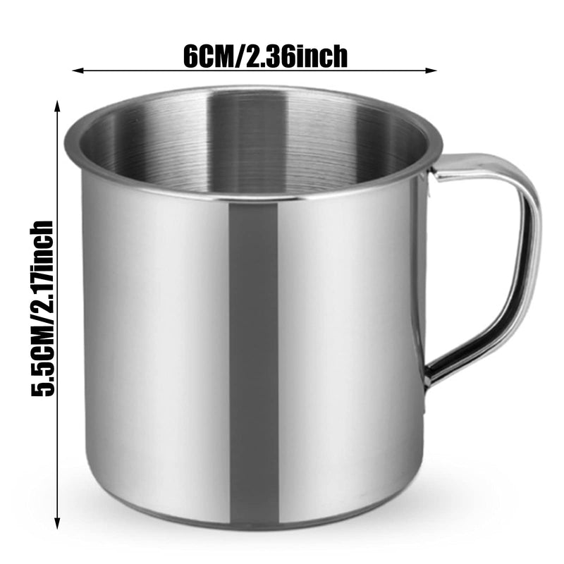 [Australia - AusPower] - Stainless Steel Coffee Cup with Handle 6 Pcs Camping Cup 4oz Stainless Steel Espresso Cups 2.362.17Inch Metal Shot Glasses Tea Mug Cup Tea Party Great for Outdoor Events Picnics Party 