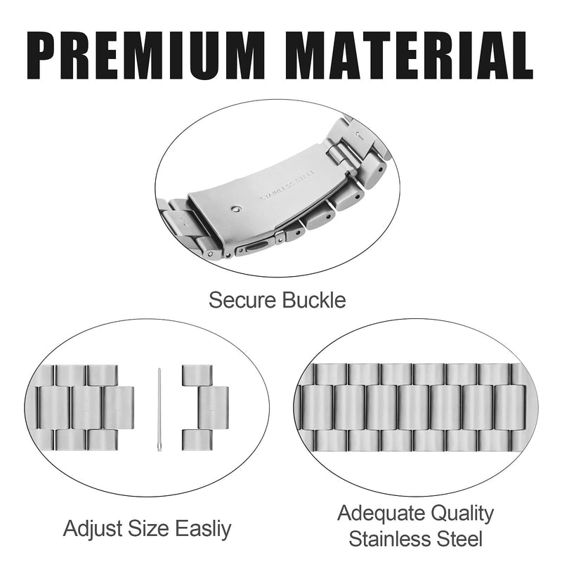 [Australia - AusPower] - SEANTUA Compatible with Apple Watch Band 44mm 40mm,Stainless Steel Replacement Wristband for iwatch Series 6/5/4/3/2/1/SE,Compatible with Apple Watch Band 42mm 38mm Women Men Silver 38mm 40mm 