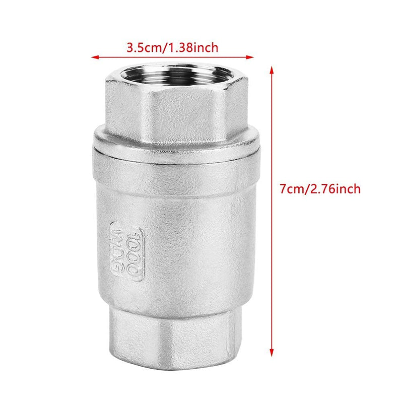 [Australia - AusPower] - 3/4" Female Thread In-line Spring Check Valve Stainless Steel Vertical Valve Non-return Valve WOG 1000 