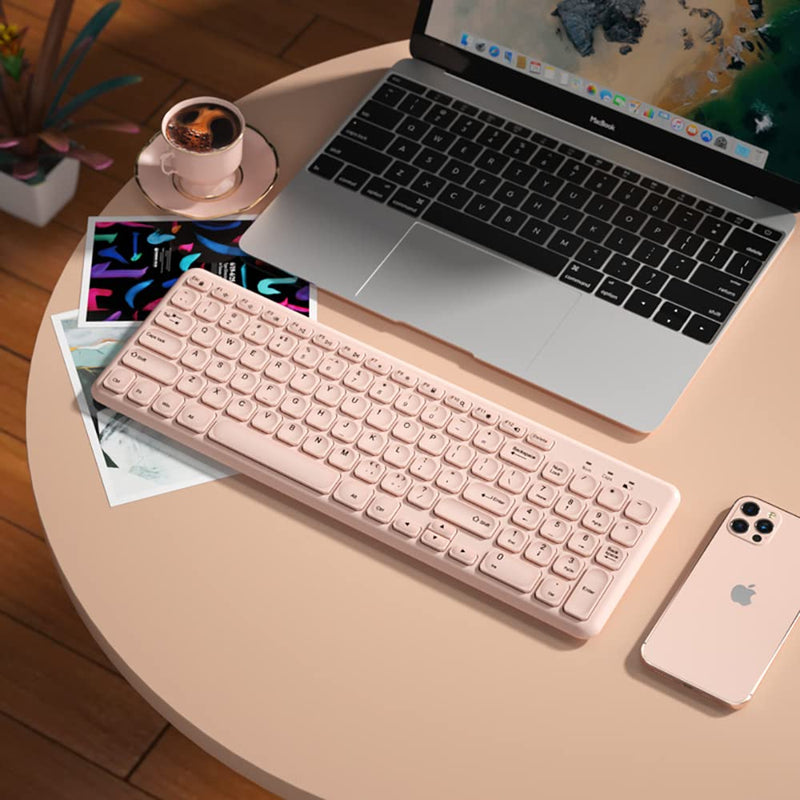 [Australia - AusPower] - Wireless Keyboard and Mouse Combo,JieruiDeng 2.4Ghz USB Cordless Slim Silent Keyboard and Mouse Kit Home Office Game Use for Computer,Laptop,PC Desktops,Mac (Pink) Pink 