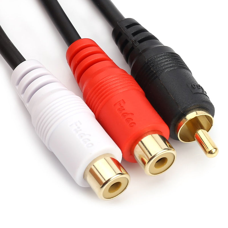 [Australia - AusPower] - RCA (M) to 2 RCA (F) Stereo Audio Y Adapter Subwoofer Cable (24k Gold Plated) 1 Male to 2 Female Y Splitter Connectors Extension Cord (20CM/0.5FT) 