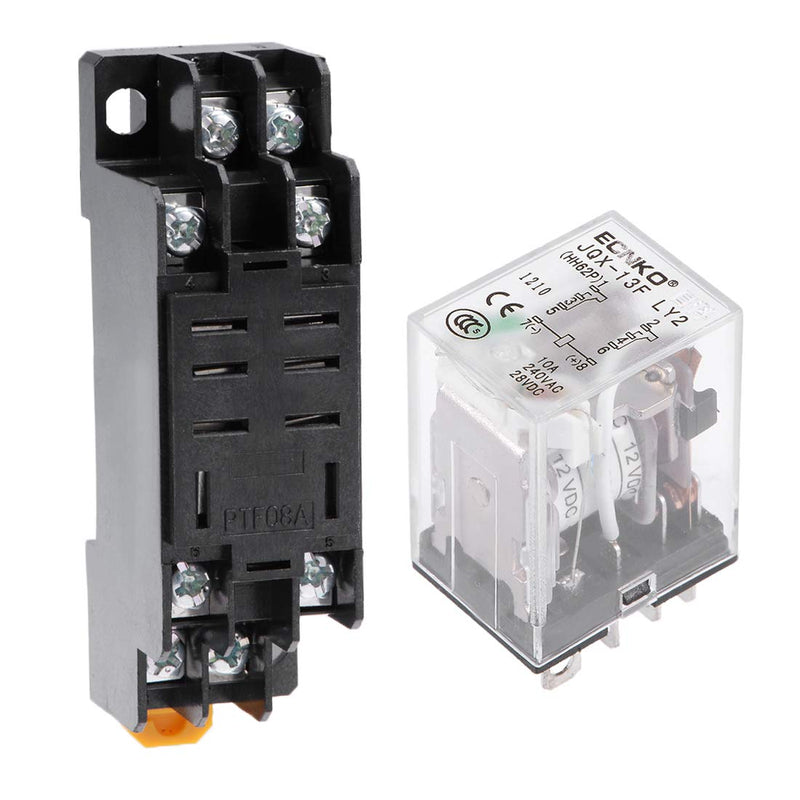 [Australia - AusPower] - uxcell JQX-13F DC 12V Coil DPDT 8 Pins Green Light Electromagnetic Power Relay + Socket 