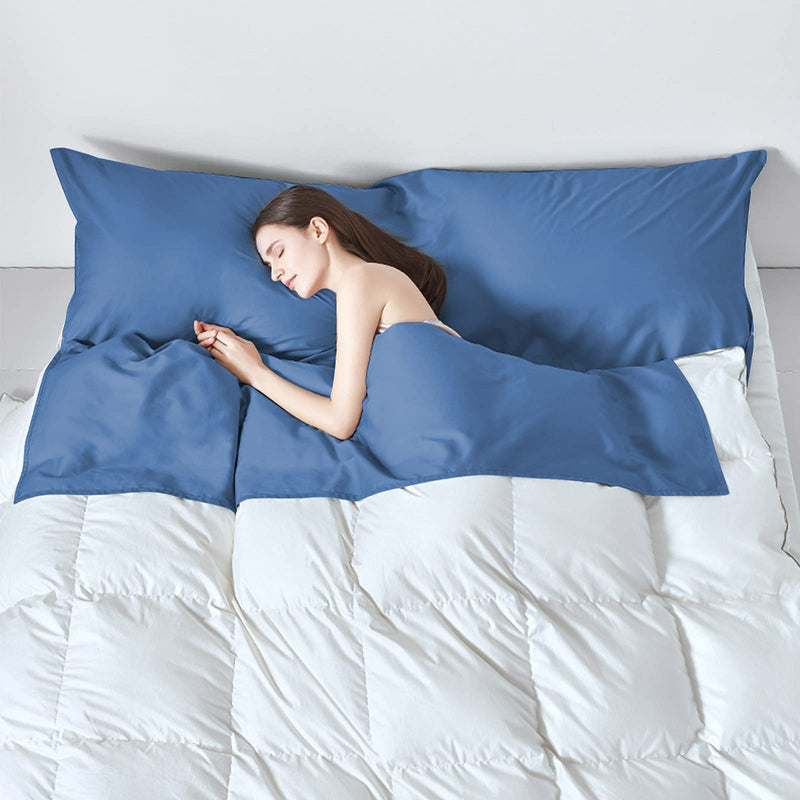 [Australia - AusPower] - Travel and Camping Sheet Sleeping Bag Liner,Lightweight Compact Portable Adult Thin Sleeping Bag Sack,Premium Soft Hotel Sleep Sheet for Traveling Hostels Picnic Blue 82.5 X 45 Inch 